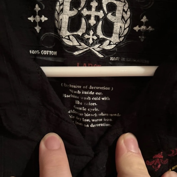 EIGHTY EIGHT MENS LARGE BLACK LONG SLEEVE BUTTON-UP SHIRT REVELATION GRAPHIC - Picture 8 of 10